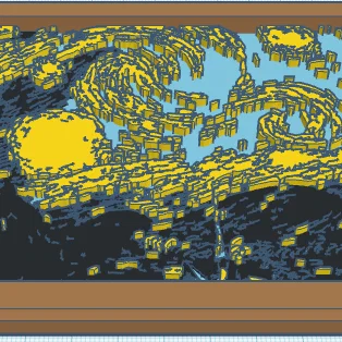 Mô hình 3D tranh Đêm đầy sao (Starry Night) của Vincent van Gogh