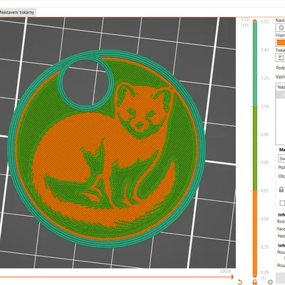Mặt dây chuyền và tấm lót cốc họa tiết chú chồn Marten 3D