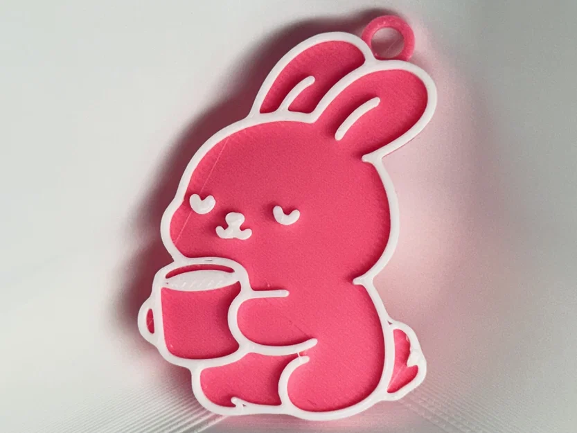 Móc Khóa Thỏ Uống Cà Phê (Bunny Drinking Coffee Keychain) - Image 1
