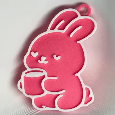 Móc Khóa Thỏ Uống Cà Phê (Bunny Drinking Coffee Keychain)