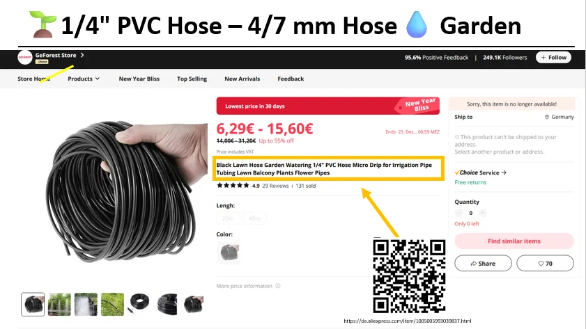 Đầu nhỏ giọt & thanh dẫn cho ống Vinyl/PVC 4/7 mm (1/4") - Image 4