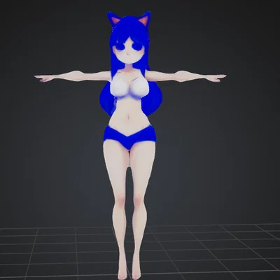Mô hình 3D nhân vật nữ Anime tư thế T-pose để in 3D