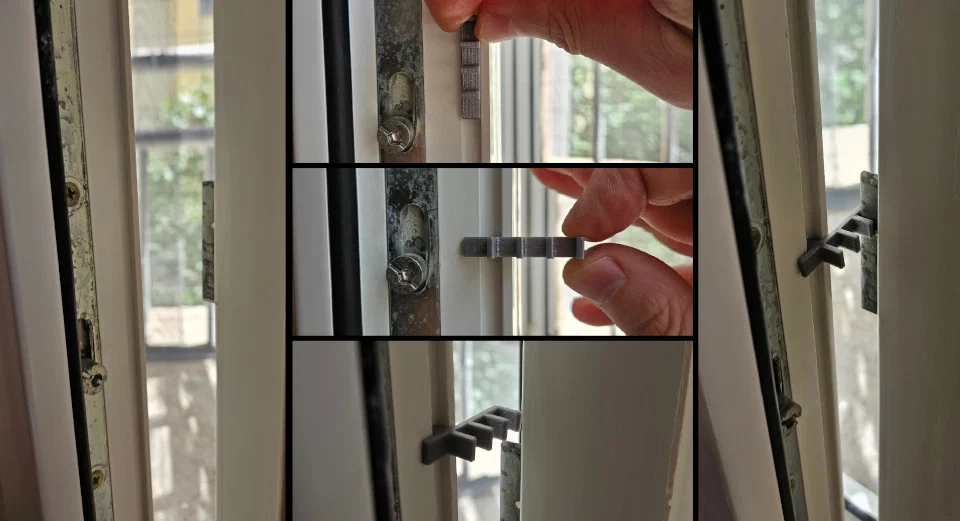 Kẹp chêm hé cửa chống gió lùa cho khung PVC cách nhiệt & nhôm - Image 1
