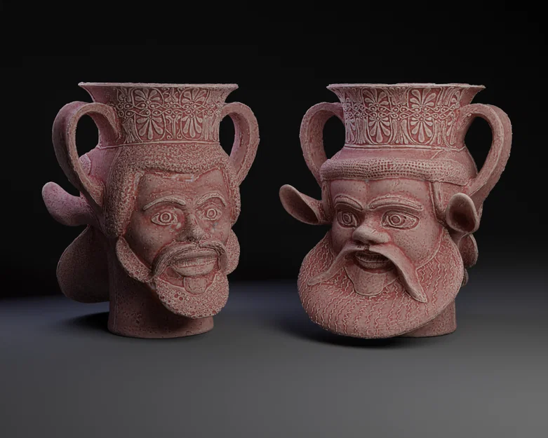 Mô hình 3D Cốc cổ đại Janiform Kantharos độc đáo - Image 1