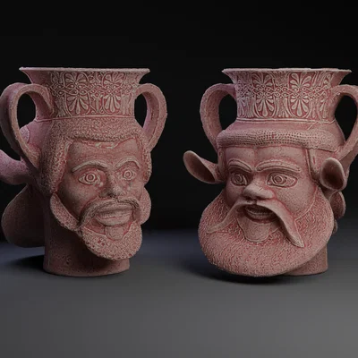 Mô hình 3D Cốc cổ đại Janiform Kantharos độc đáo
