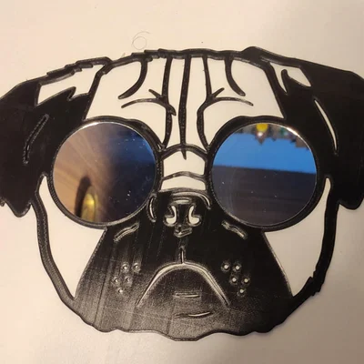 Mặt chó Pug in 3D kèm kính gương 58mm (.stl, .step)