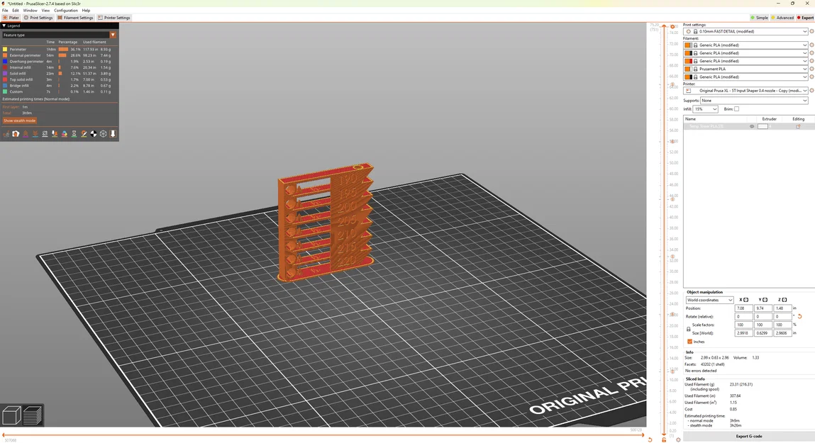 Tháp kiểm tra nhiệt độ (Temperature Tower) cho máy in 3D Prusa XL - Image 1