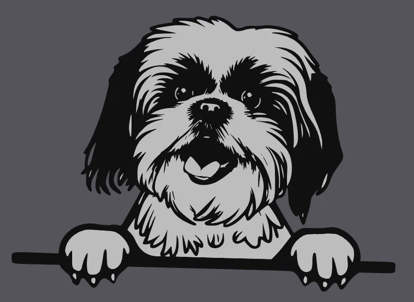 Mô hình 3D tranh treo tường chú chó Shih Tzu xinh xắn - Image 1
