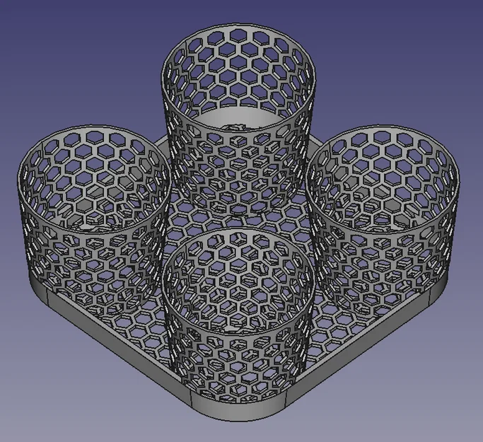 Khay Đựng Ly Nước 4 Ngăn Thiết Kế Tổ Ong - Phụ Kiện In 3D Tiện Lợi - Image 1