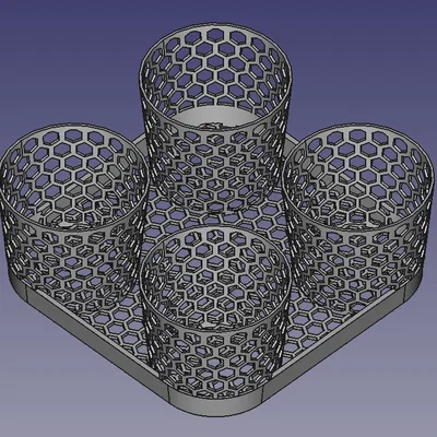 Khay Đựng Ly Nước 4 Ngăn Thiết Kế Tổ Ong - Phụ Kiện In 3D Tiện Lợi