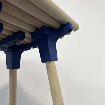 Ghế đôn 3Dowel Stool (dowel 25mm + bracket in 3D)