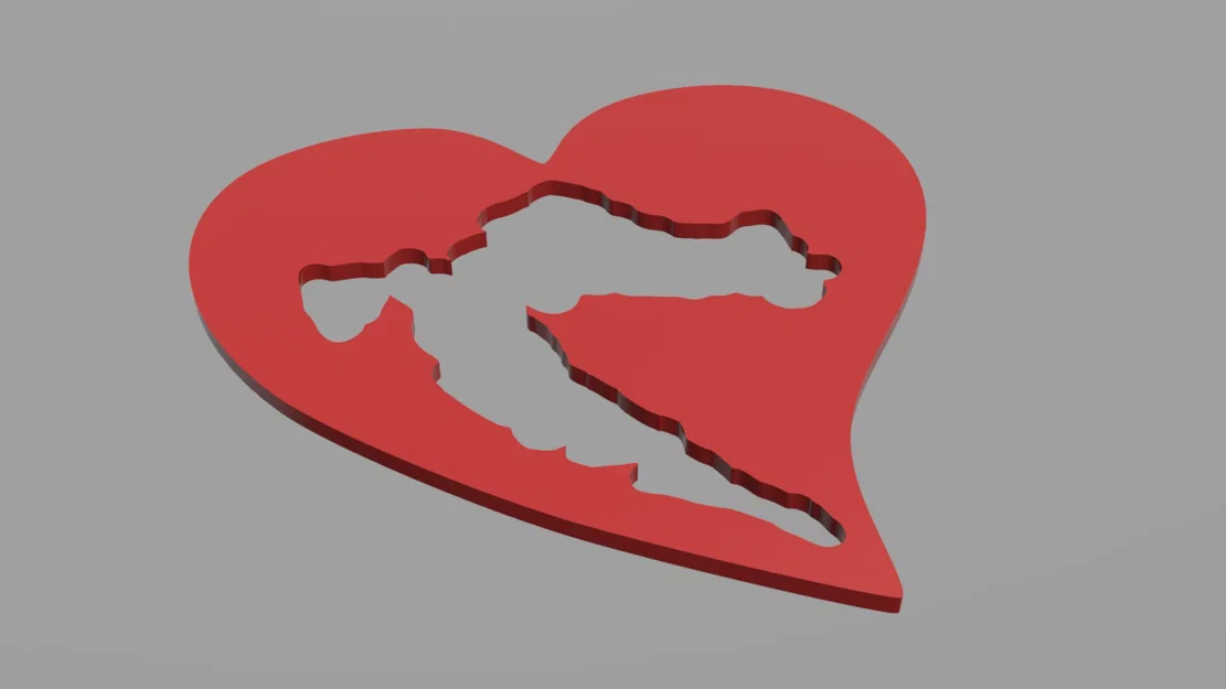 Khuôn vẽ họa tiết bản đồ Croatia hình trái tim in 3D cực đẹp - Image 1