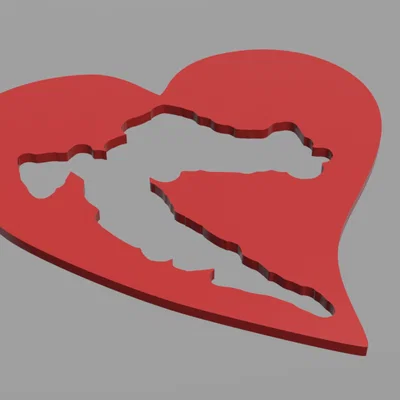 Khuôn vẽ họa tiết bản đồ Croatia hình trái tim in 3D cực đẹp