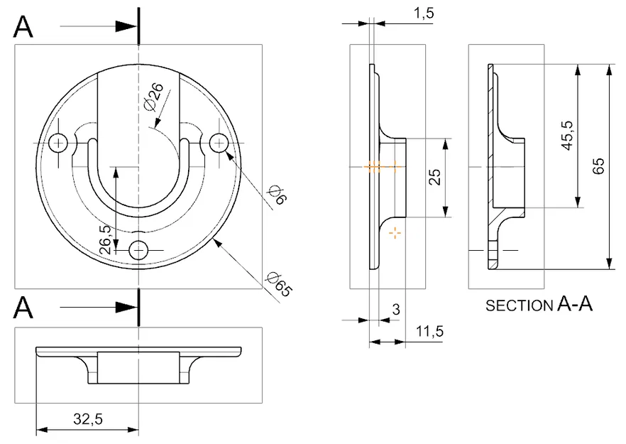 Giá treo gắn tường cho ống 25mm - Image 3