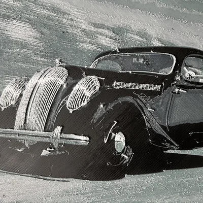 Mô hình tranh in 3D HueForge: Xe cổ Škoda Popular Monte Carlo 1936