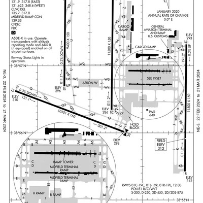 Mô hình 3D bản đồ sân bay Dulles (IAD) tinh xảo