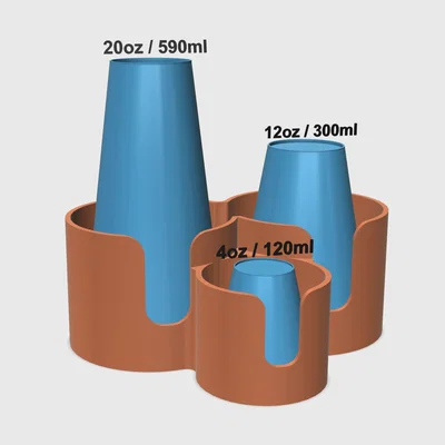Giá treo cốc giấy 3D đa năng cho ly 120ml, 300ml và 590ml
