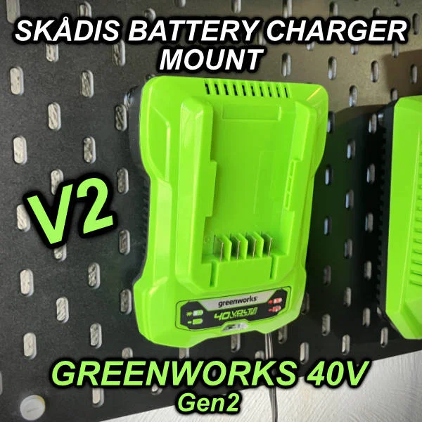 Giá treo sạc pin Greenworks Gen2 40V cho IKEA SKÅDIS (V2) - Image 1
