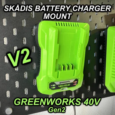 Giá treo sạc pin Greenworks Gen2 40V cho IKEA SKÅDIS (V2)