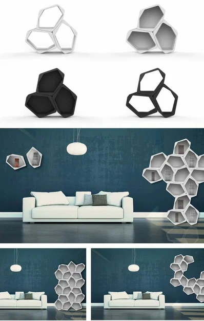 Mẫu kệ lưu trữ thông minh 3D dạng lắp ghép lục giác (Modular Shelf) - Image 1