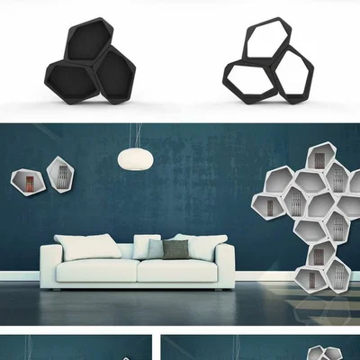 Mẫu kệ lưu trữ thông minh 3D dạng lắp ghép lục giác (Modular Shelf)