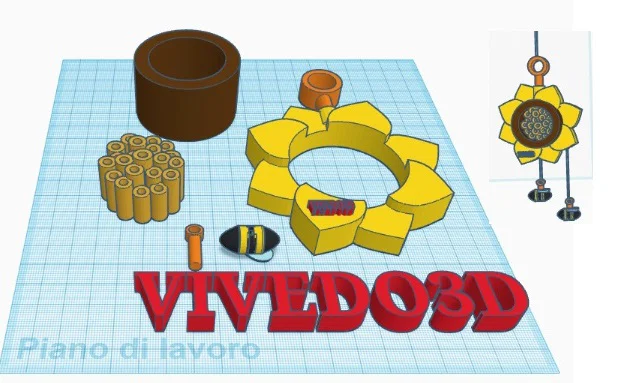 Bộ phận lắp ráp sẵn: nhà tổ Sunflower treo cho ong bắp cày VIVEDO3D LODO - Image 1