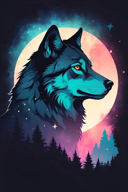 Blue Wolf - Tranh treo tường 3D nghệ thuật ấn tượng bằng kỹ thuật HueForge - Image 1