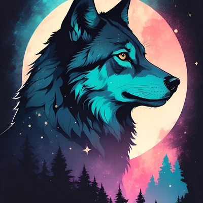 Blue Wolf - Tranh treo tường 3D nghệ thuật ấn tượng bằng kỹ thuật HueForge