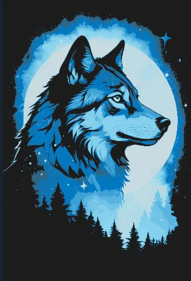 Blue Wolf - Tranh treo tường 3D nghệ thuật ấn tượng bằng kỹ thuật HueForge - Image 2