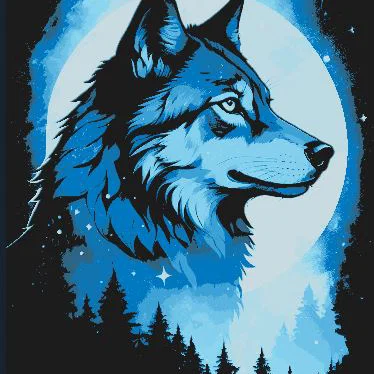 Blue Wolf - Tranh treo tường 3D nghệ thuật ấn tượng bằng kỹ thuật HueForge