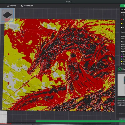 Bức tranh 3D HueForge Rồng Burning Skyes ấn tượng