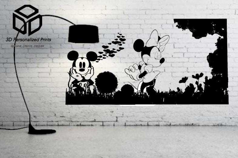 Eternal Love: Tranh treo tường 2D lãng mạn thiên nhiên Mickey & Minnie - Image 1