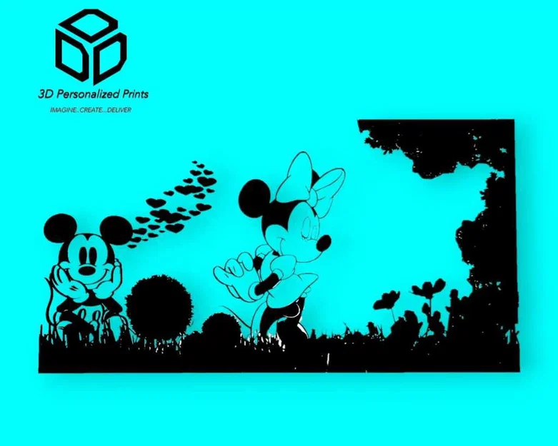 Eternal Love: Tranh treo tường 2D lãng mạn thiên nhiên Mickey & Minnie - Image 3