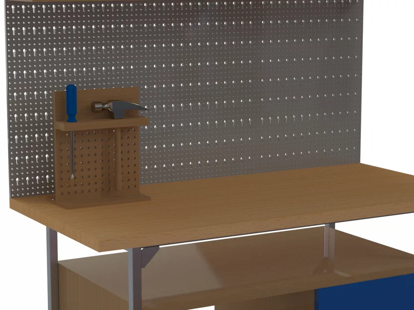 Bàn làm việc trong xưởng kèm dụng cụ (Workshop table with tools) - Image 3