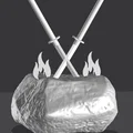Mô hình trang trí 3D Katana rực lửa đầy ấn tượng - Thumbnail 2