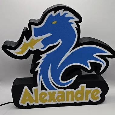 Mẫu đèn 3D Porto Name Lamp tùy chỉnh logo rồng độc đáo