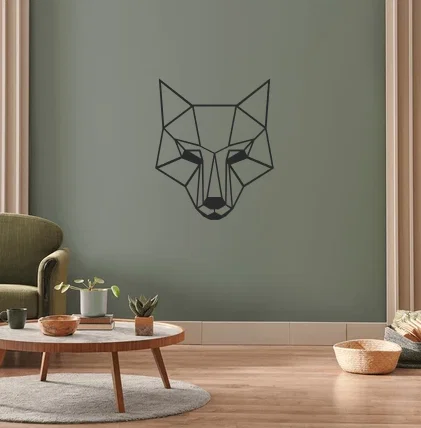 Tranh treo tường hình đầu cáo (Cute Fox Wall Art) phong cách hình học - Image 1