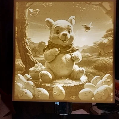 Chụp đèn 3D chủ đề Easter Winnie the Pooh trang trí ấn tượng