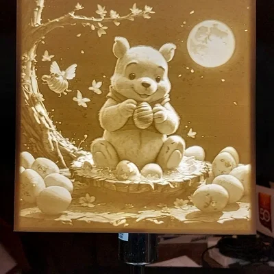 Chụp đèn 3D chủ đề Easter Winnie the Pooh trang trí ấn tượng