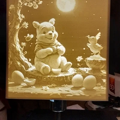 Chụp đèn 3D chủ đề Easter Winnie the Pooh trang trí ấn tượng