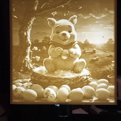 Chụp đèn 3D chủ đề Easter Winnie the Pooh trang trí ấn tượng