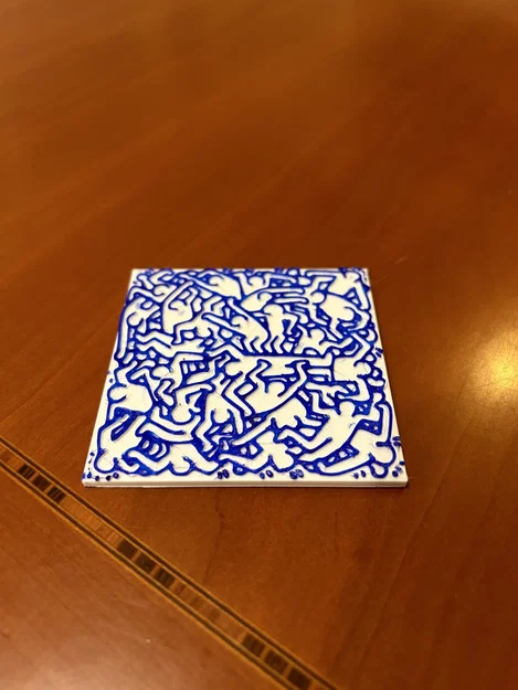 Miếng lót ly nghệ thuật phong cách Keith Haring - In 3D dễ dàng - Image 1
