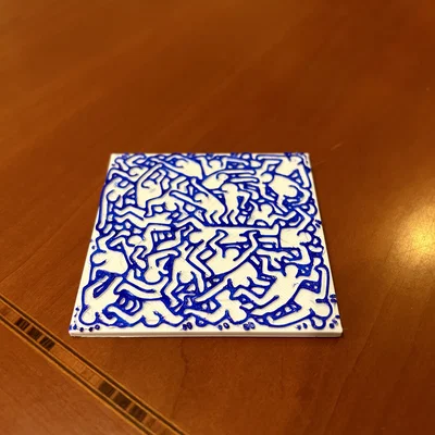 Miếng lót ly nghệ thuật phong cách Keith Haring - In 3D dễ dàng