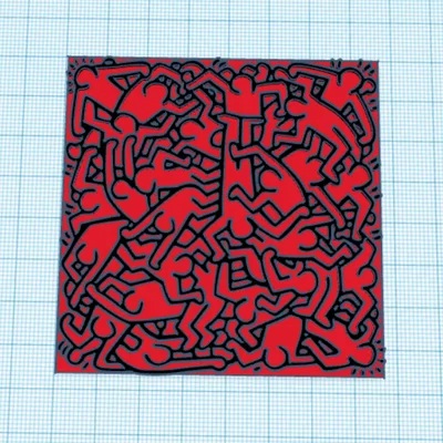 Miếng lót ly nghệ thuật phong cách Keith Haring - In 3D dễ dàng