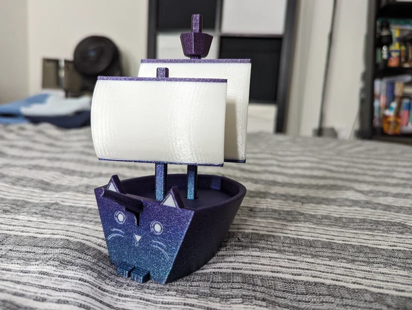 Mô hình in 3D Cat Boat: Thuyền mèo dễ thương cho góc làm việc - Image 1