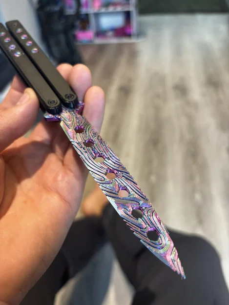 Mẫu lưỡi dao Damascus cho Balisong - File in 3D ấn tượng - Image 1