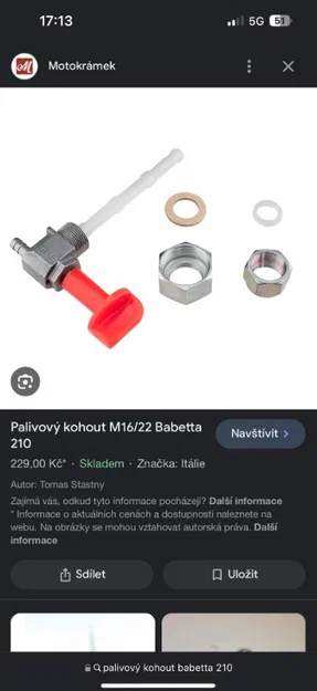 Cần gạt xăng 3D thay thế cho xe Babetta 210 - Image 4