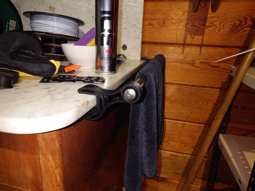 Kẹp Treo Khăn Đa Năng Cho Mặt Bàn Đá (Towel Rack Fixture) - Image 3