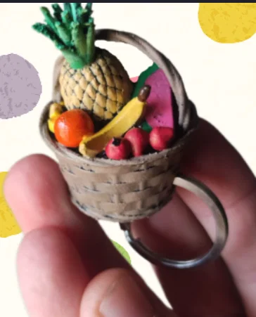 Móc khóa giỏ trái cây mini (Fruit basket keychain) - In 3D cực dễ - Image 1