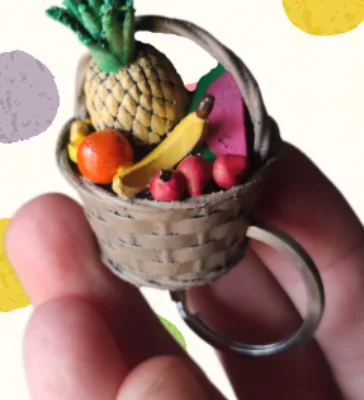 Móc khóa giỏ trái cây mini (Fruit basket keychain) - In 3D cực dễ